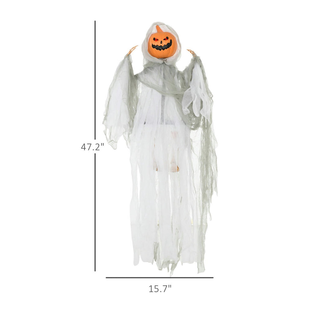 Hommoo Decorations,3.9' Outdoor Halloween Decoration Animatronic Pumpkin Swingman, Sound Activated, Animated Prop with Light Up Eyes,Light Green
