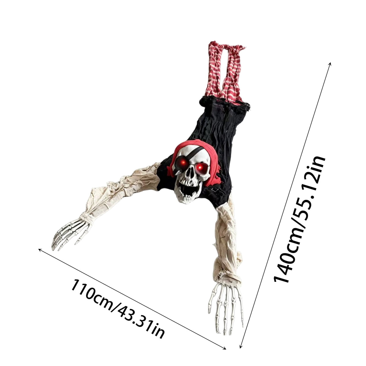 55-Inch Animated Pirate Ghost Halloween Prop, Creeping Skeleton Figure with Spooky Sound & Glowing LED Eyes, Outdoor Yard Lawn Decoration
