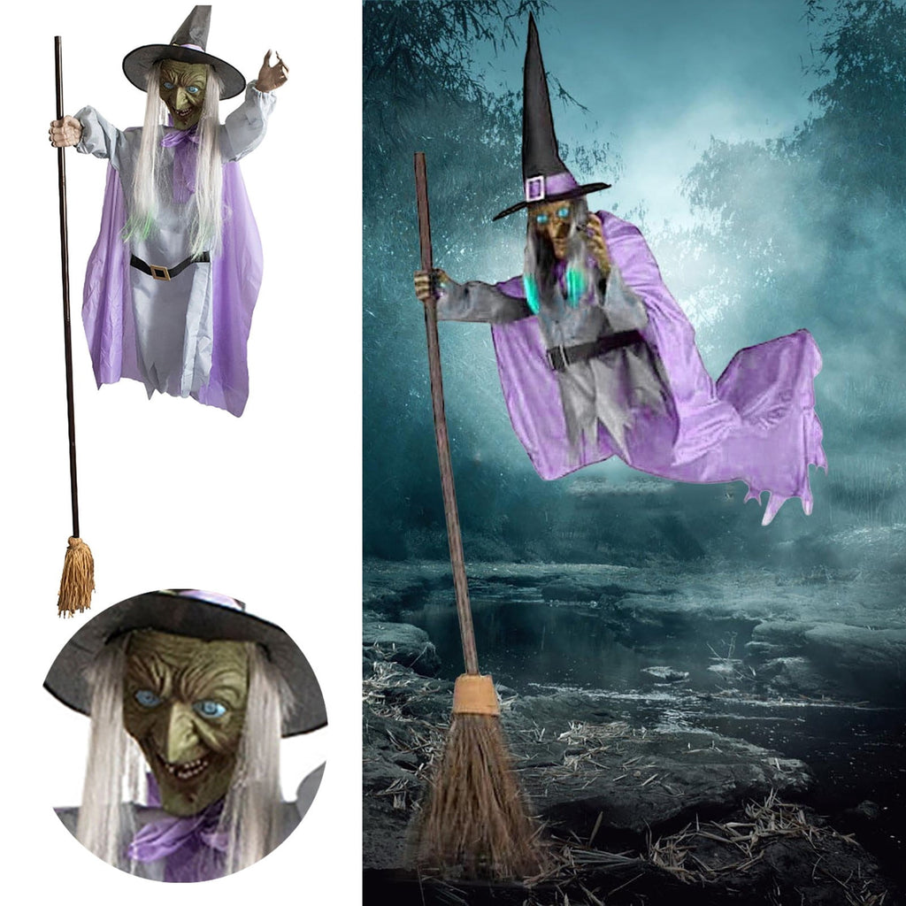 Halloween Decorations 6Ft Halloween Flying Witch Outdoor Hovering Witch Holding Sweeper Props Animated Hovering Witch Home Halloween Decoration Sculptures & Statues 2026