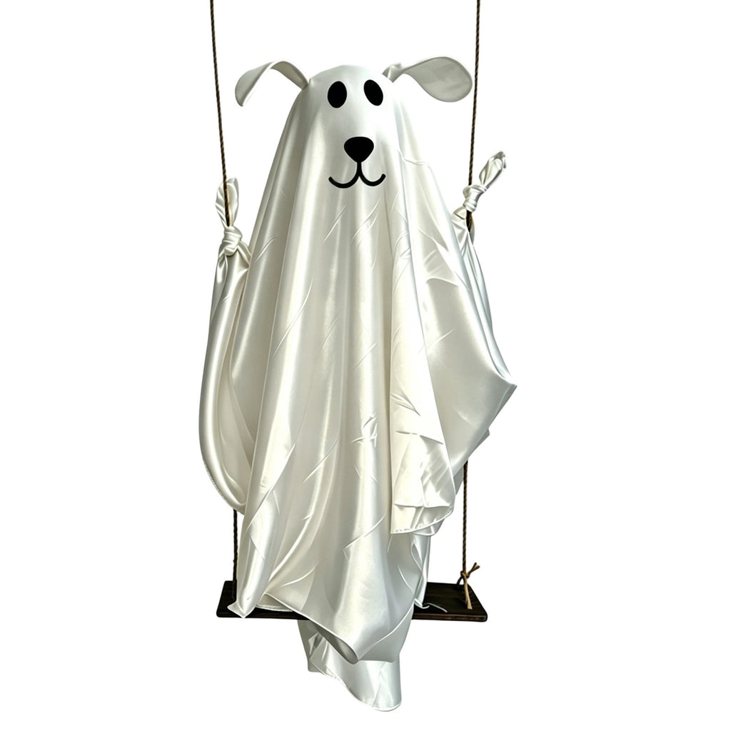 5FT Hanging Ghost Dog Halloween Prop,Swinging Ghost Dog,Animated Outdoor Decor with Motion-Activated Light & Sound for Yard Tree Porch Display