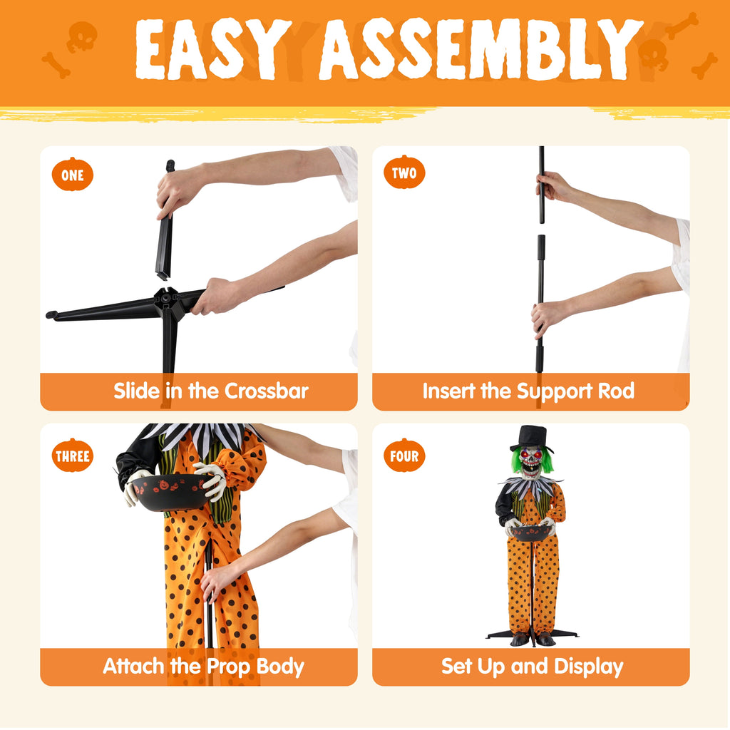 Joyfy 67"(5.6ft) Standing Grim Reaper with Chain, Large Halloween Decorations Outdoor, Life Size Animatronics Skelton, Sound-Actived Party Decor with Creepy Sound & LED Eyes, Scary Haunted House Prop