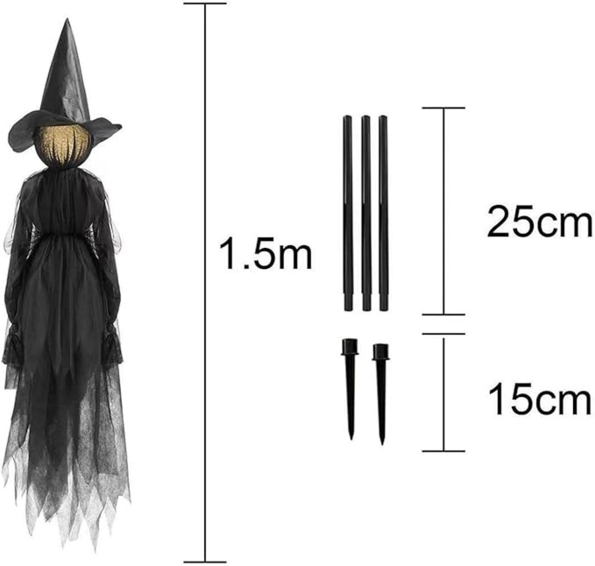 Life-Size Light-Up Screaming Witches Halloween Decor - Outdoor LED Animated Witch with 7 Color Changing Lights & Sound Activation, Scary Yard Decoration