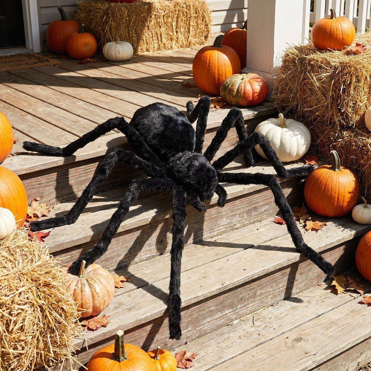 Animated Halloween Props, 29" Giant Sound Activated Spider Toys, Creepy Realistic Plush Spider Crawling on Wall for Home Bar Decor (Wall type)