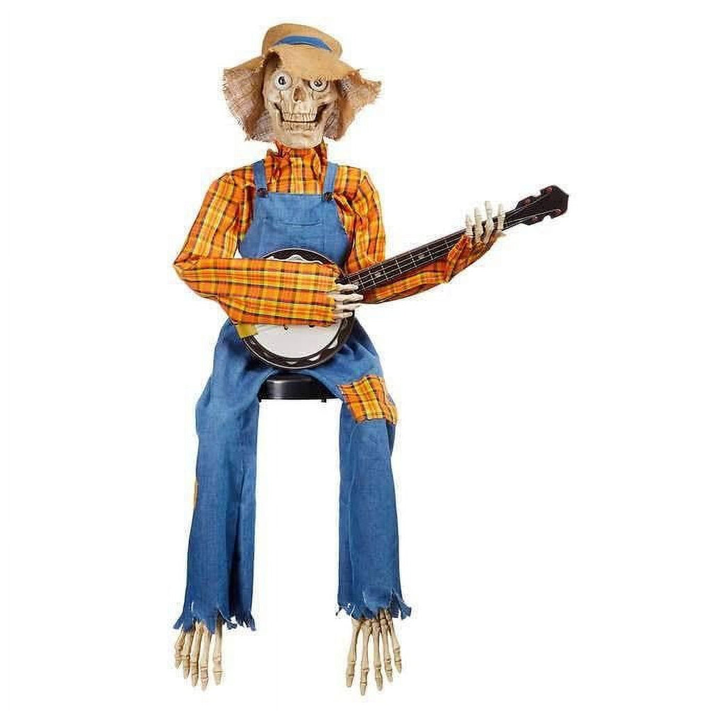 SUSHANG Realistic Animated Skeleton Halloween Decoration Perfect for House Indoor Festive Decor with Plastic Skeleton Design Mystery and Attraction Ideal for Wall or Desktop Unique Atmosphere