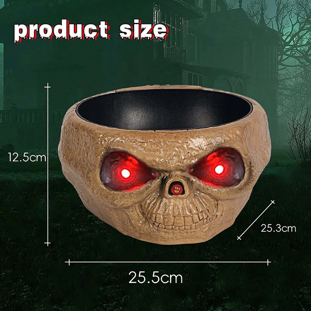 XIA0LE Halloween Candy Bowl Animated Pumpkin Candy Bowl With Moving Skeleton Hand Creepy Sound And Red Eyes For Halloween Decorations Indoors And Trick Or Treats (B)