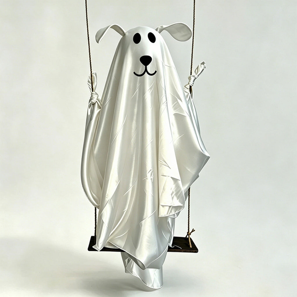 5FT Hanging Ghost Dog Halloween Prop,Swinging Ghost Dog,Animated Outdoor Decor with Motion-Activated Light & Sound for Yard Tree Porch Display